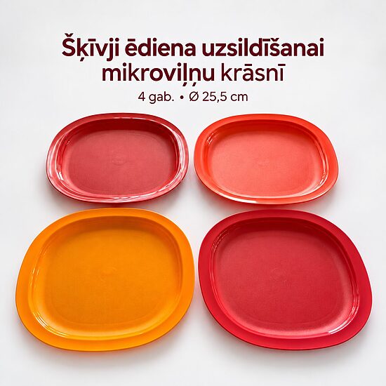 MicroWave šķīvju komplekts (4gab) ēdiena uzsildīšanai mikroviļņu krāsnī (-22% atlaide)