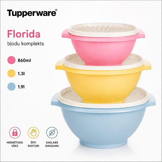Florida bļodu komplekts (860 ml, 1,3 l un 1,9 l)  (atlaide -33%)