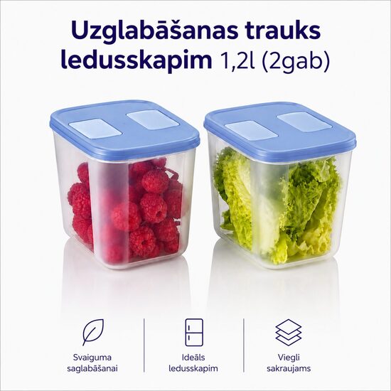 Uzglabāšanas trauks ledusskapim 1,2l (2gab) (atlaide -47%)