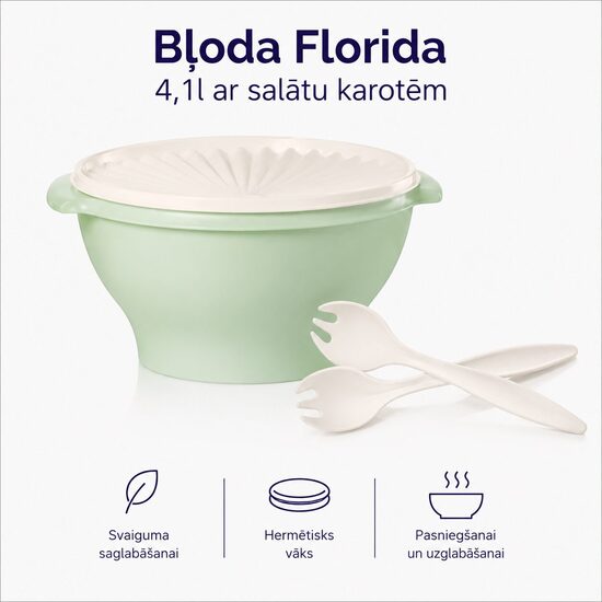 Bļoda Florida 4,1l ar salātu karotēm (atlaide -35%)
