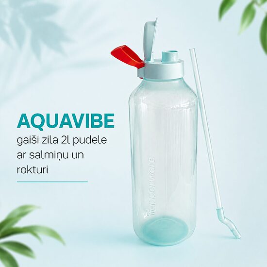  AQUAVIBE gaiši zila 2l pudele ar salmiņu un rokturi 