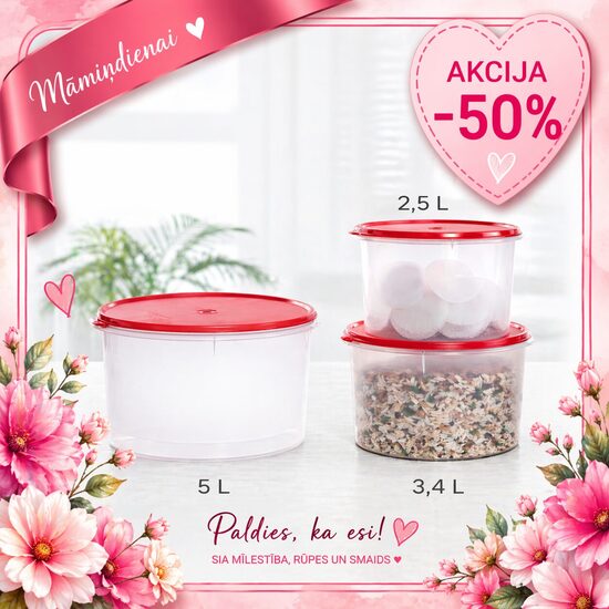 Apaļo modulāro kārbu komplekts 2,5l + 3,4l + 5l (-50% atlaide) 