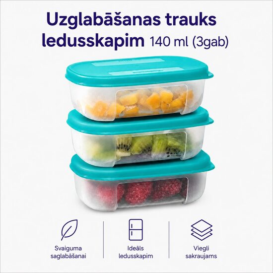 Uzglabāšanas trauks ledusskapim 140ml (3 gab) (atlaide -33%)