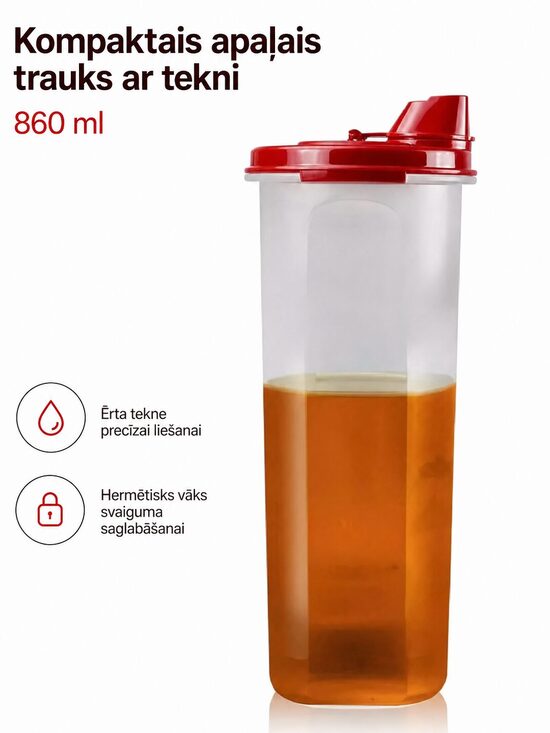 Kompaktais apaļais trauks ar tekni 860 ml (bordo) (atlaide -36%)