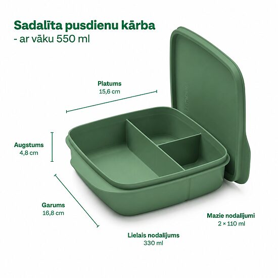 Eco+ uzkodu kaste ar nodalījumiem 550ml (zaļa) (-27% atlaide)